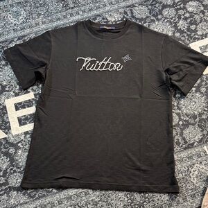 Louis Vuitton Black Short Sleeve Tee with Scripted Logo